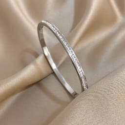 Glossy Rhinestone Stainless Steel Bangles Bracelets for Women Fashion Gold Silver Color Stacked Cuff Bracelet Jewelry Gifts