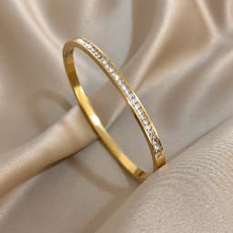 Glossy Rhinestone Stainless Steel Bangles Bracelets for Women Fashion Gold Silver Color Stacked Cuff Bracelet Jewelry Gifts