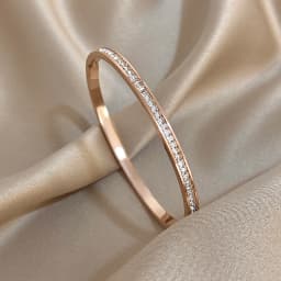 Glossy Rhinestone Stainless Steel Bangles Bracelets for Women Fashion Gold Silver Color Stacked Cuff Bracelet Jewelry Gifts