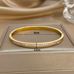 Glossy Rhinestone Stainless Steel Bangles Bracelets for Women Fashion Gold Silver Color Stacked Cuff Bracelet Jewelry Gifts