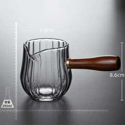 Japanese Side Wooden Handle High Borosilicate Stripe Glass Tea Dispenser Fair Cup Chahai Kung Fu Tea Ceremony Tea Set