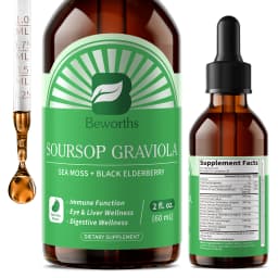 BEWORTHS Natural Soursop Graviola Extract Drop Support Immunity and Digestive Health,Detox & Cleansing Gluten-Free SUGAR FREE