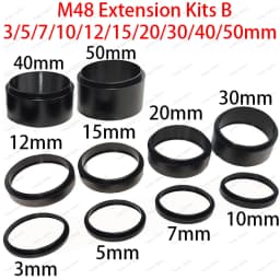 M42/M48/M54 Extension Tube Kits 3/5/7/10/12/15/20/30/40/50mm M48x0.75 on Both Sides for Astronomy Telescope Photography T Ring
