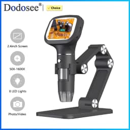 Dodosee 2.4 Inch Digital Microscope 1600X 1080P 8 Lights Handheld Kids Microscopes Supports Photo Video Magnifier Tools for Coin