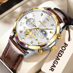 POEDAGAR Military Luxury Men Wristwatch Quartz Waterproof Luminous Chronograph Leather Man Watch Sports Men's Watches Male Reloj