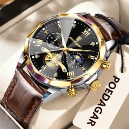 POEDAGAR Military Luxury Men Wristwatch Quartz Waterproof Luminous Chronograph Leather Man Watch Sports Men's Watches Male Reloj