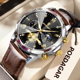 POEDAGAR Military Luxury Men Wristwatch Quartz Waterproof Luminous Chronograph Leather Man Watch Sports Men's Watches Male Reloj