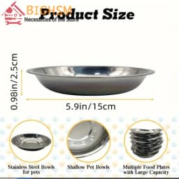 1/5PCS Pet Feeding Bowl Cat Food Bowl Dog Bowl Rabbit Bowl Pet Tray Stainless Steel Thick Soup Bowl Multi-Purpose Rice Bowl Tray