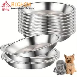1/5PCS Pet Feeding Bowl Cat Food Bowl Dog Bowl Rabbit Bowl Pet Tray Stainless Steel Thick Soup Bowl Multi-Purpose Rice Bowl Tray