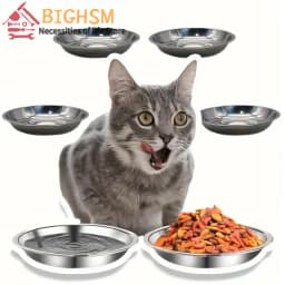 1/5PCS Pet Feeding Bowl Cat Food Bowl Dog Bowl Rabbit Bowl Pet Tray Stainless Steel Thick Soup Bowl Multi-Purpose Rice Bowl Tray