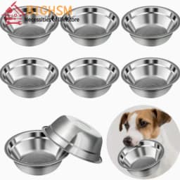 1/5PCS Pet Feeding Bowl Cat Food Bowl Dog Bowl Rabbit Bowl Pet Tray Stainless Steel Thick Soup Bowl Multi-Purpose Rice Bowl Tray
