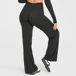 STOUREG Straight Leg Bottoms Women's Mid-Waist Yoga Pants GYM Leggings Naked Feel Pilates Running Sports Trousers