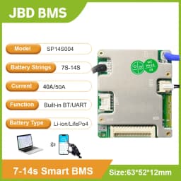 JBD Built-in BT Smart BMS Li-ion LiFePo4 24V 36V 48V 7S 8S 9S 10S 11S 12S 13S 14S 40A 50A BMS UART With Balance Function