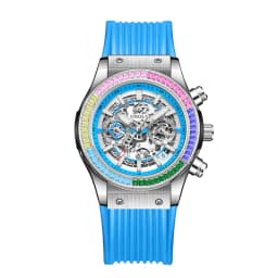 ONOLA Timing Watch Men's Round Bezel Skeleton Dial Waterproof Sports Quartz Watch