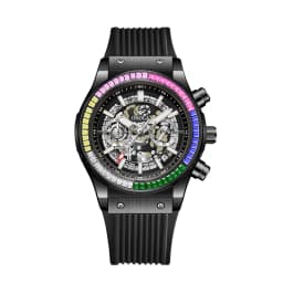 ONOLA Timing Watch Men's Round Bezel Skeleton Dial Waterproof Sports Quartz Watch