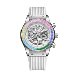 ONOLA Timing Watch Men's Round Bezel Skeleton Dial Waterproof Sports Quartz Watch