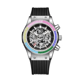 ONOLA Timing Watch Men's Round Bezel Skeleton Dial Waterproof Sports Quartz Watch