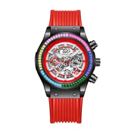 ONOLA Timing Watch Men's Round Bezel Skeleton Dial Waterproof Sports Quartz Watch