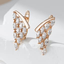 Kienl Full Shiny Natural Zircon Drop Earring for Women 585 Rose Gold Color Unique Crystal Wing Daily Vintage Jewelry Best Gift