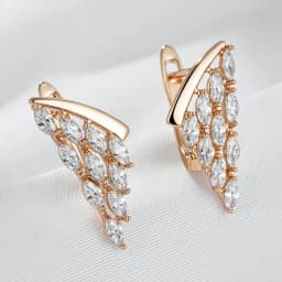 Kienl Full Shiny Natural Zircon Drop Earring for Women 585 Rose Gold Color Unique Crystal Wing Daily Vintage Jewelry Best Gift