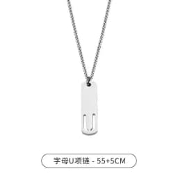 HNSP 26 Letter Rectangle Tags 316L Stainless Steel Initial Pendant Name Necklace For Men Jewelry Gift