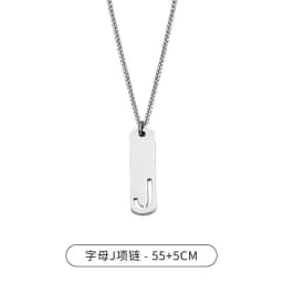 HNSP 26 Letter Rectangle Tags 316L Stainless Steel Initial Pendant Name Necklace For Men Jewelry Gift