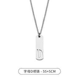 HNSP 26 Letter Rectangle Tags 316L Stainless Steel Initial Pendant Name Necklace For Men Jewelry Gift