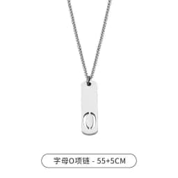 HNSP 26 Letter Rectangle Tags 316L Stainless Steel Initial Pendant Name Necklace For Men Jewelry Gift