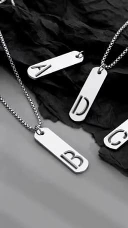 HNSP 26 Letter Rectangle Tags 316L Stainless Steel Initial Pendant Name Necklace For Men Jewelry Gift