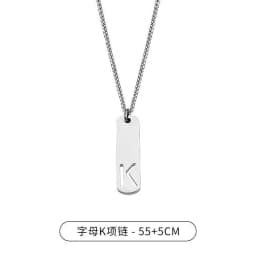 HNSP 26 Letter Rectangle Tags 316L Stainless Steel Initial Pendant Name Necklace For Men Jewelry Gift