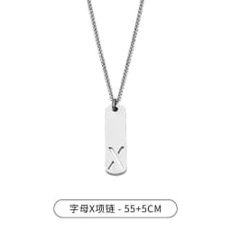 HNSP 26 Letter Rectangle Tags 316L Stainless Steel Initial Pendant Name Necklace For Men Jewelry Gift