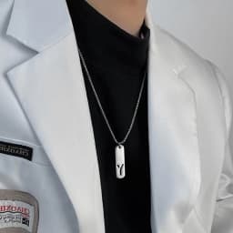 HNSP 26 Letter Rectangle Tags 316L Stainless Steel Initial Pendant Name Necklace For Men Jewelry Gift
