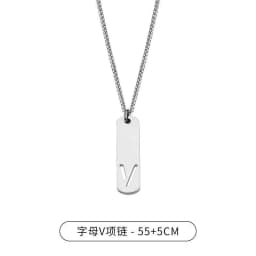 HNSP 26 Letter Rectangle Tags 316L Stainless Steel Initial Pendant Name Necklace For Men Jewelry Gift