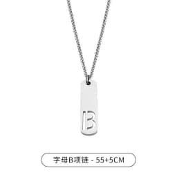 HNSP 26 Letter Rectangle Tags 316L Stainless Steel Initial Pendant Name Necklace For Men Jewelry Gift
