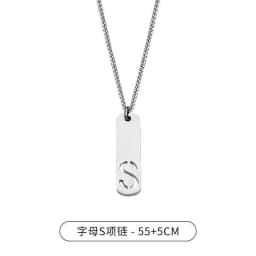 HNSP 26 Letter Rectangle Tags 316L Stainless Steel Initial Pendant Name Necklace For Men Jewelry Gift