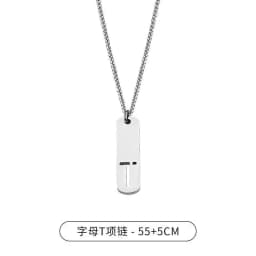 HNSP 26 Letter Rectangle Tags 316L Stainless Steel Initial Pendant Name Necklace For Men Jewelry Gift