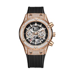 ONOLA Men's Skeleton Quartz Watch, Rhinestone Inlaid Case, Multifunctional Waterproof Sports Fashion Watch, A Gift For Men
