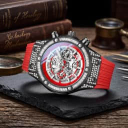 ONOLA Men's Skeleton Quartz Watch, Rhinestone Inlaid Case, Multifunctional Waterproof Sports Fashion Watch, A Gift For Men