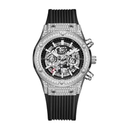 ONOLA Men's Skeleton Quartz Watch, Rhinestone Inlaid Case, Multifunctional Waterproof Sports Fashion Watch, A Gift For Men
