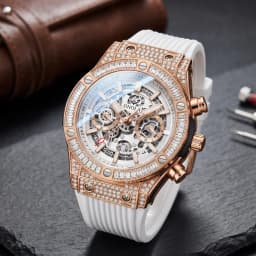 ONOLA Men's Skeleton Quartz Watch, Rhinestone Inlaid Case, Multifunctional Waterproof Sports Fashion Watch, A Gift For Men