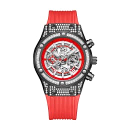 ONOLA Men's Skeleton Quartz Watch, Rhinestone Inlaid Case, Multifunctional Waterproof Sports Fashion Watch, A Gift For Men