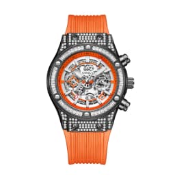 ONOLA Men's Skeleton Quartz Watch, Rhinestone Inlaid Case, Multifunctional Waterproof Sports Fashion Watch, A Gift For Men