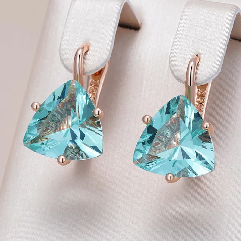 Kinel Hot Simple Green Natural Zircon Dangle Earrings for Women Luxury 585 Rose Gold Color Ethnic Bride Wedding Jewelry Gift