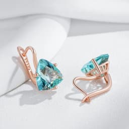 Kinel Hot Simple Green Natural Zircon Dangle Earrings for Women Luxury 585 Rose Gold Color Ethnic Bride Wedding Jewelry Gift