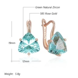 Kinel Hot Simple Green Natural Zircon Dangle Earrings for Women Luxury 585 Rose Gold Color Ethnic Bride Wedding Jewelry Gift