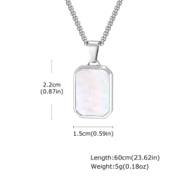 Trendy Pendant Necklaces for Men,Square Natural Stone Stainless Steel Necklaces,Hip Hop Healing Jewelry Gifts for Husband Dad