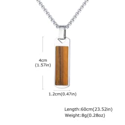 Trendy Pendant Necklaces for Men,Square Natural Stone Stainless Steel Necklaces,Hip Hop Healing Jewelry Gifts for Husband Dad