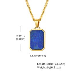 Trendy Pendant Necklaces for Men,Square Natural Stone Stainless Steel Necklaces,Hip Hop Healing Jewelry Gifts for Husband Dad