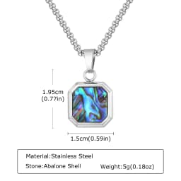 Trendy Pendant Necklaces for Men,Square Natural Stone Stainless Steel Necklaces,Hip Hop Healing Jewelry Gifts for Husband Dad