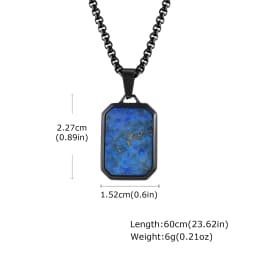 Trendy Pendant Necklaces for Men,Square Natural Stone Stainless Steel Necklaces,Hip Hop Healing Jewelry Gifts for Husband Dad